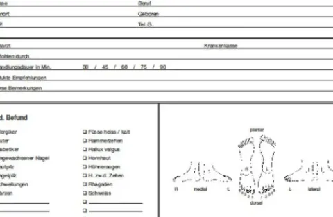 Kundenkarteikarten Fusspflege