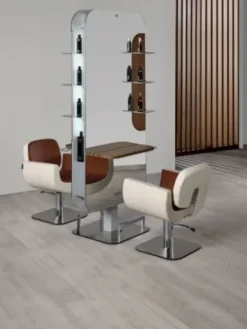 Salon Ambience Doppelbedienungsplatz New York, Holzoptik