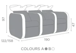 Salon Ambience Rückwaschanlage Iconwash, 3er Bank