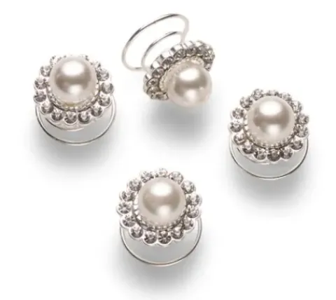 Trisa Celebride Curlies mit weissen Perlen und Strasssteinen 1.2 cm